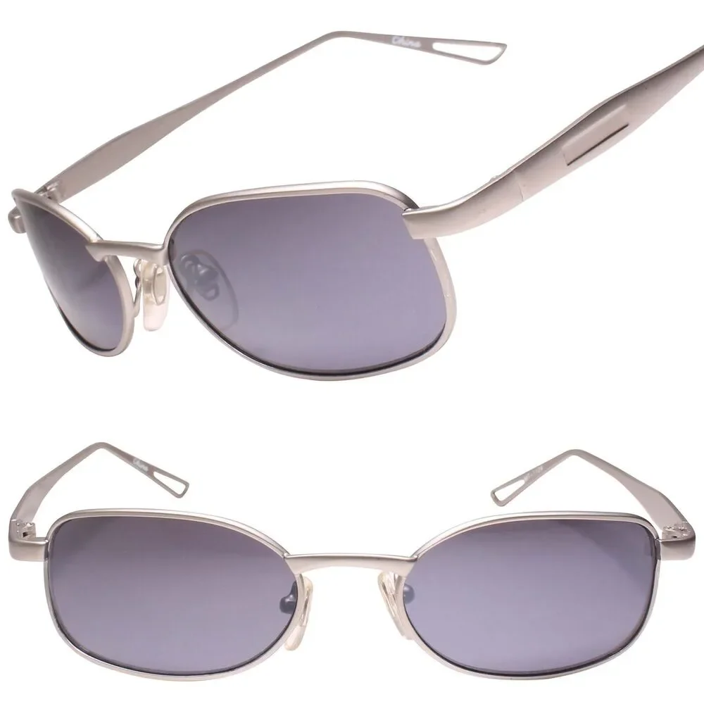 Indie Genuine Vintage 90s Fashion Rectangle Sunglasses Silver Frame